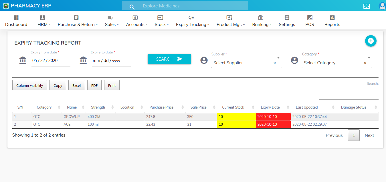 Expiry tracking